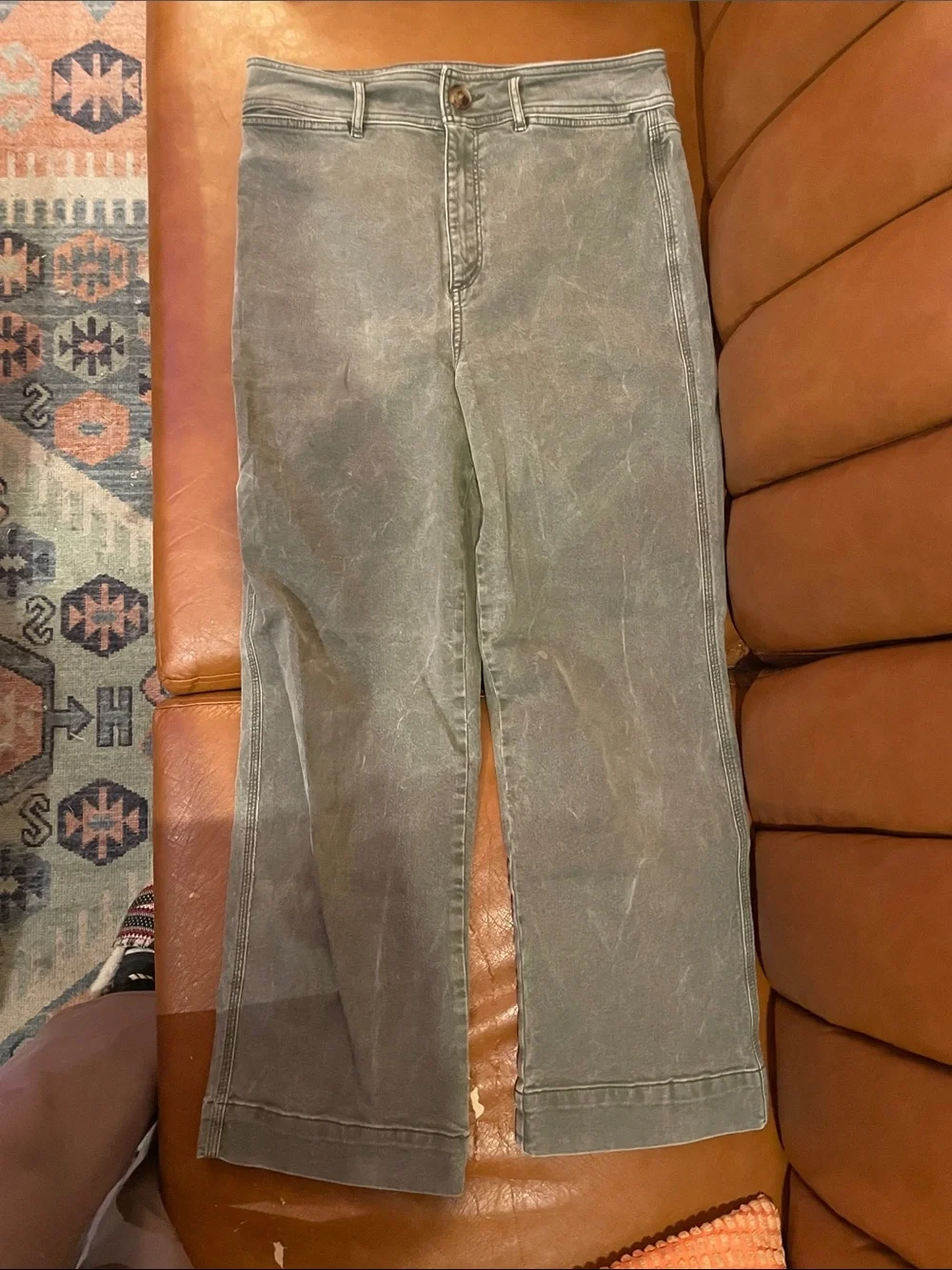 LOFT Sage Green Denim Pants, size 10/30 waist - Picture 1 of 5